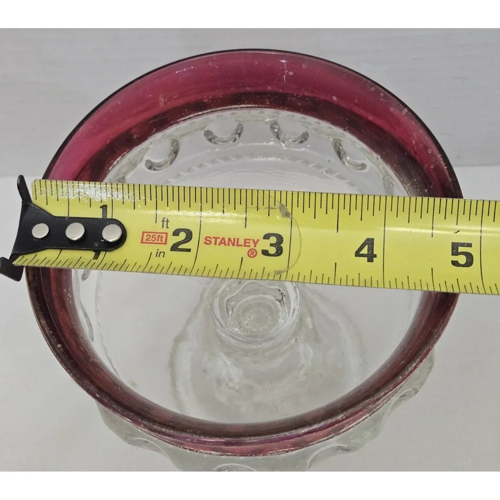 Vintage Indiana Glass King's Crown Ruby Flash Pedestal Compote Candy Dish Bowl